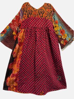 Nwt FUNKY STUFF hippie boho vintage cotton pocket kantha maxi DRESS 1X